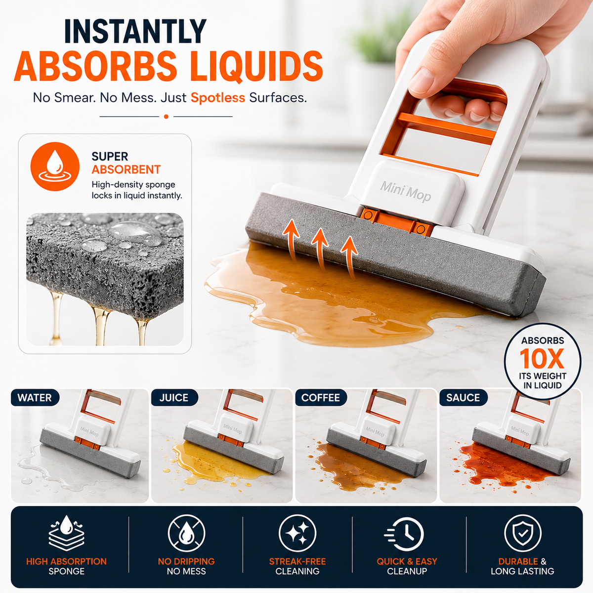 Mini Foldable Squeeze Mop Pro – Compact, Portable & Effortless Cleaning