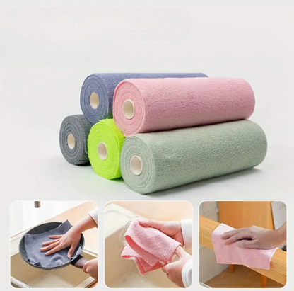 Reusable Kitchen Cleaning Cloth Roll | Absorbent Microfiber Towels