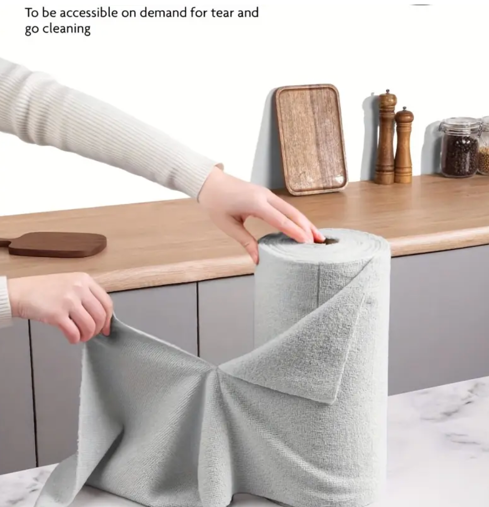 Reusable Kitchen Cleaning Cloth Roll | Absorbent Microfiber Towels